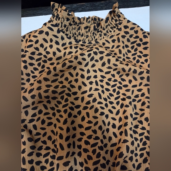 She + Sky Tan Fit and Flare Dress with Crew Neck and Bishop Sleeves - Picture 7 of 11